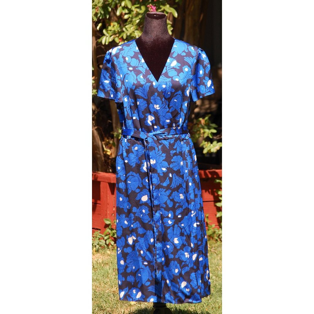 Banana Republic Blue Floral Wrap Dress